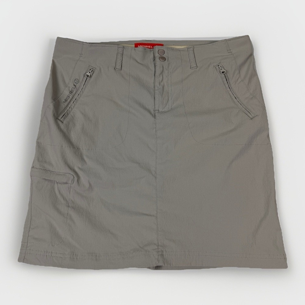 Merrell Womens 8 Gray Outdoor Skirt Stretch Hiking Travel Zip Pocket